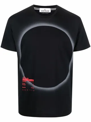 eclipse-print cotton T-shirt