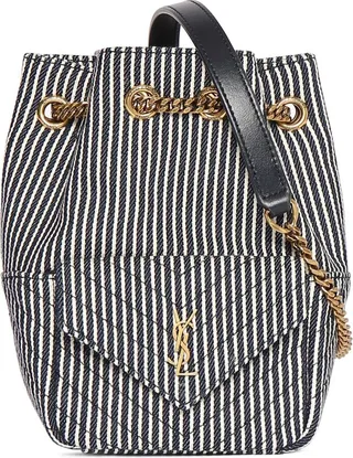 Mini Joe leather & cotton bucket bag
