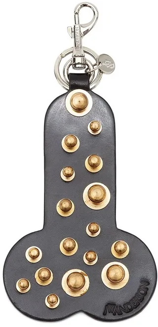 Studded Calf Leather Keyring