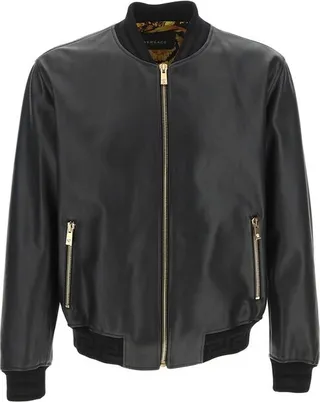 Versace Crewneck Zip-Up Bomber Jacket