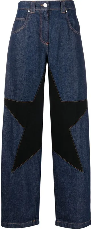 Star-Patch Wide-Leg Jeans
