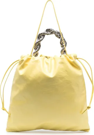 Metallic Top-Handle Leather Tote Bag