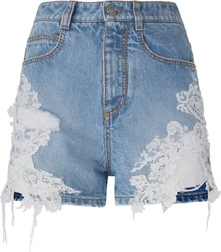 Blue Jeans Shorts With Lace