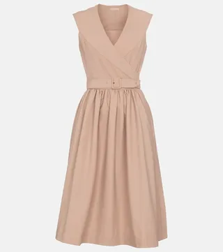 Belted cotton midi dress