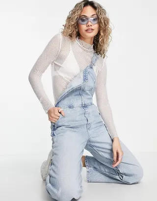 Weekday cotton 90's denim overalls in verona blue - MBLUE