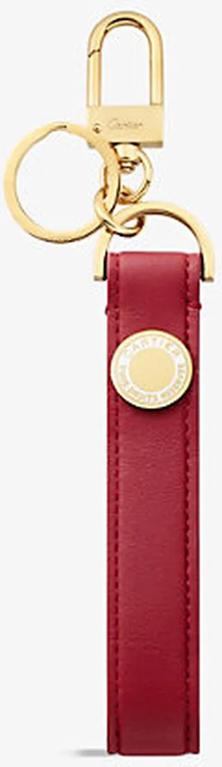 Womens Red Diabolo de Logo-embossed Gold-toned Metal and Leather key Ring