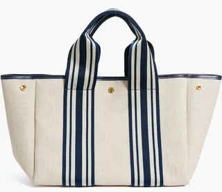 Navy Equestrian Traversee M Linen Tote