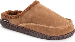 MUK LUKS Men's Faux Suede Clog Slippers-Camel L