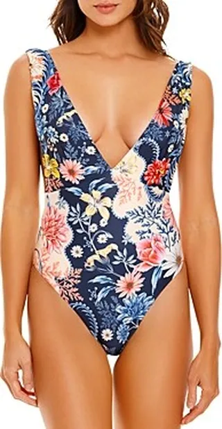 Agua Bendita Tulipa Deep V Neck Swimsuit