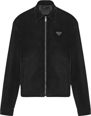 Logo Plaque Velvet Bomber Jacket