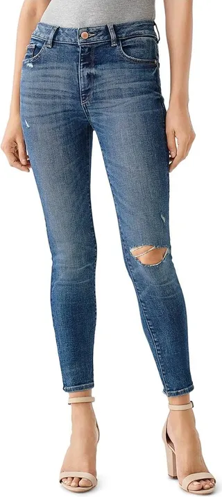 Florence Womens Denim Destroyed Ankle Jeans