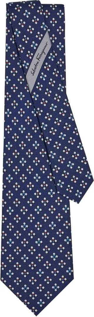 Golf-print silk tie