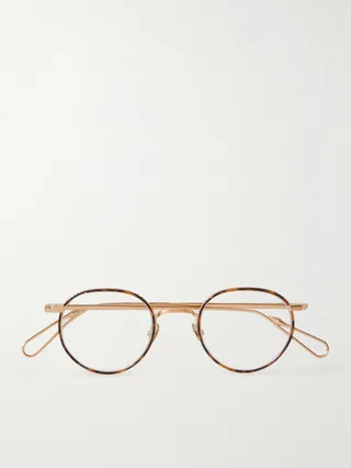 Raspail Round-Frame Tortoiseshell Acetate and Gold-Tone Optical Lenses