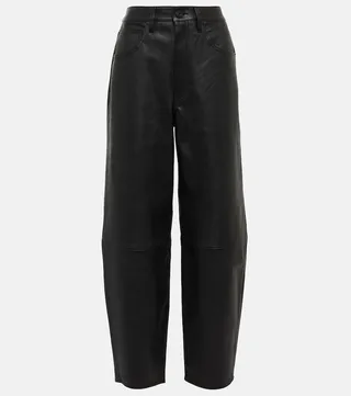 High-rise wide-leg leather pants
