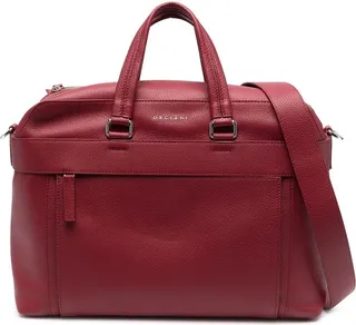 Logo-Lettering Leather Briefcase