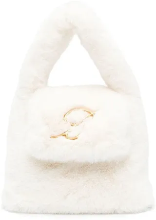 Logo-Plaque Faux Fur Tote Bag