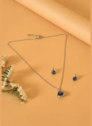 Pack of 3 Silver Plated American Diamond Necklace and Earring Set