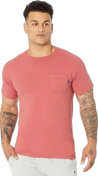 Champion Garment Dye Pocket Tee (Redwood Red) Men's Clothing