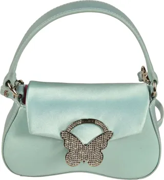 Crystal Embellished Butterfly Flap Shoulder Bag