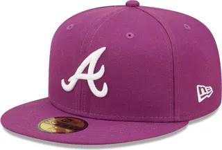 Men's New Era Grape Atlanta Braves Logo 59FIFTY Fitted Hat