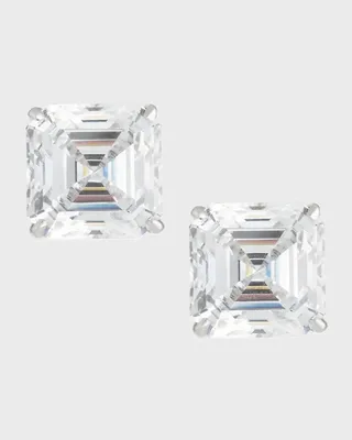 Sterling Silver 10ct Asscher Stud Earrings