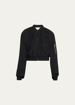 Draped Crepe Bomber Jacket