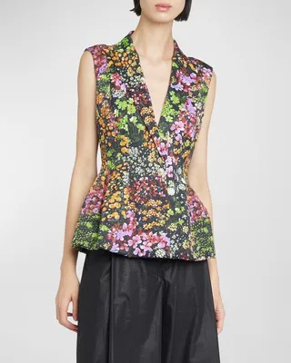 Bilas Floral-Print Peplum Tailored Vest