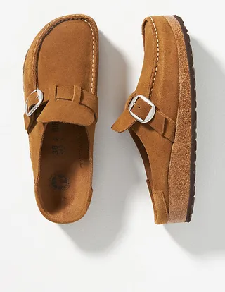 Birkenstock Buckley Suede Clogs Brown