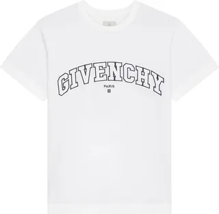 Classic Fit College Embroidery T-shirt Black And White