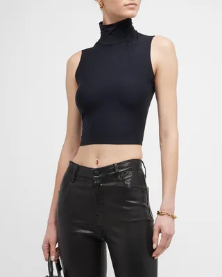 Butter Sleeveless Cropped Turtleneck Top