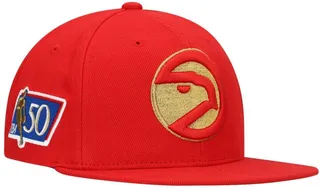 Men's Mitchell & Ness Red Atlanta Hawks Hardwood Classics 50Th Anniversary Snapback Hat