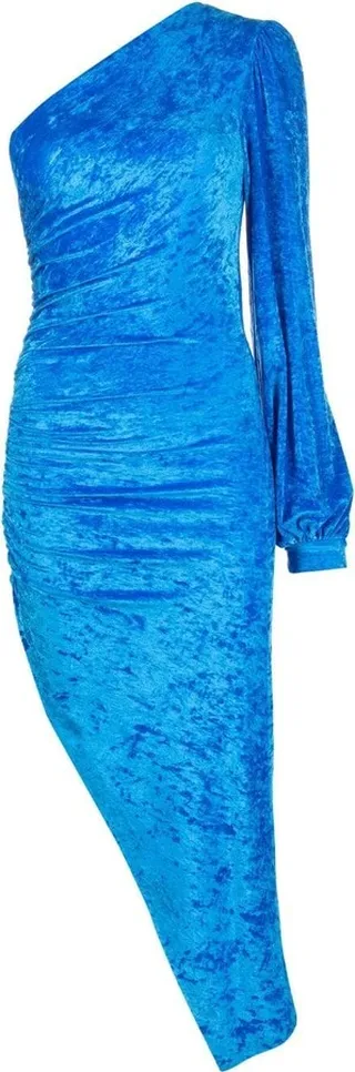 One-Shoulder Velvet-Effect Dress