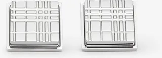 Burberry Check Engraved Palladium-plated Square Cufflinks