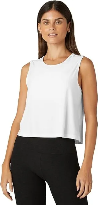 Beyond Yoga Featherweight New View Cropped Tank (Cloud White) Women's Clothing