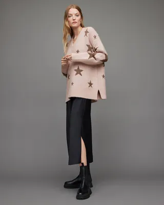 Star V-Neck Sweater - Pashmina Pink