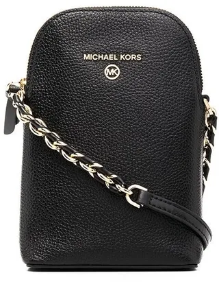 Leather Shoulder Bag With Chain-Link Strap