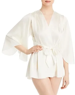 Fleur du Mal Embroidered Angel-Sleeve Robe