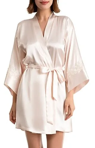 In Bloom by Jonquil Ophelia Champagne Satin Lace Trim Wrap Robe