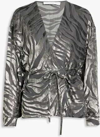Nurat devoré-velvet wrap blouse