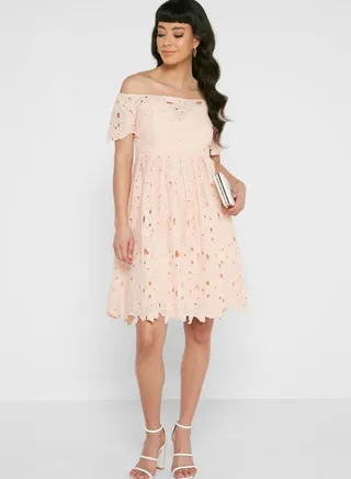 Bardot Lace Detail Skater Dress
