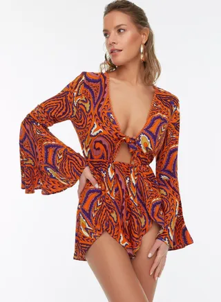Printed Cut Out Detail Playsuit