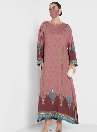 Side Slit Printed Jalabiya