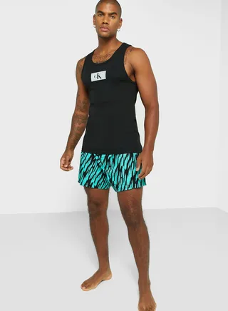 Logo Print Vest And Boxer Set