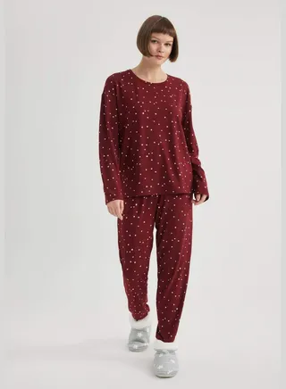 Woman Round Collar Homewear Knitted Bottoms