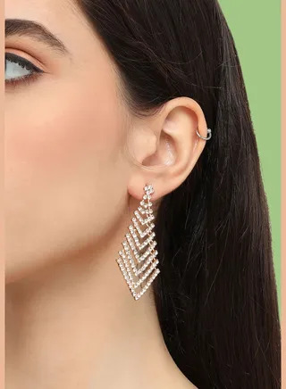 Gold Plated Designer Stone Party Drop Earring For Women