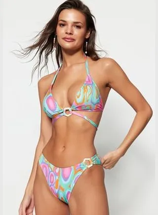Abstract Patterned Bikini Bottoms with Accessories TBESS23BA00237