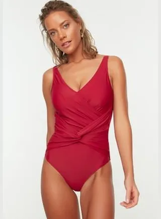 Claret Red Swimwear with Shirring TBESS21MA0262