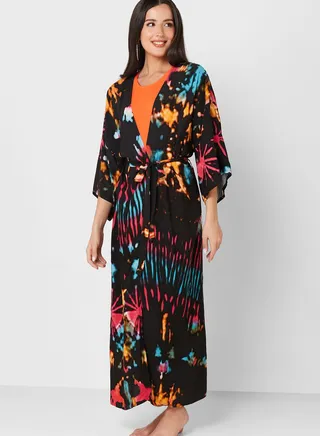 Printed Tie Detail Coverup