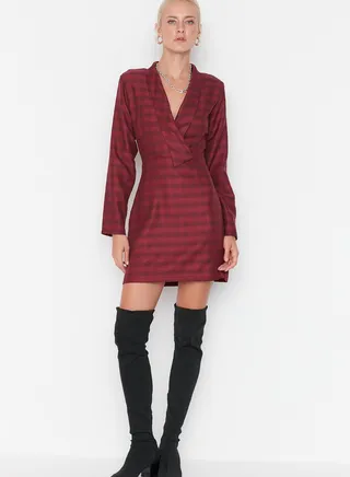 Surplice Neck Knitted Dress