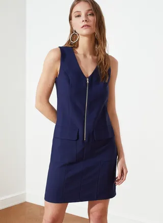 Zip Detail Bodycon Dress